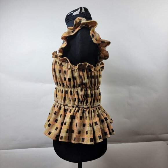 Anthropologie Eva Franco Smocked Peplum Top Size L - Picture 6 of 9